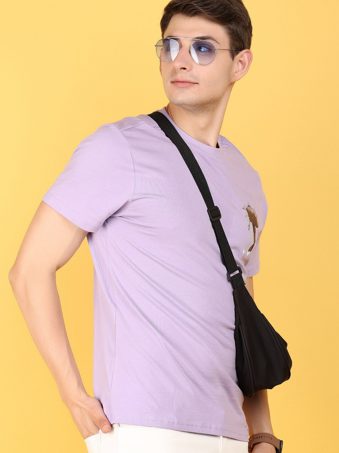 

V-Mart Round Neck Short Sleeves Cotton Casual T-shirt, Mauve