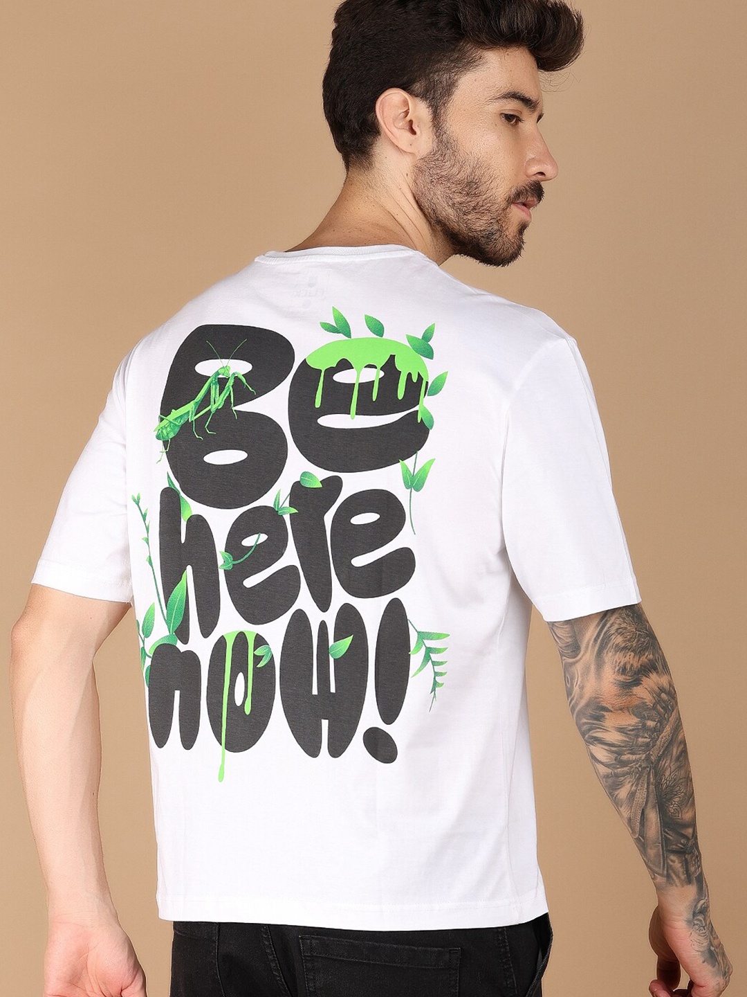 V-Mart Typography Printed Cotton Casual T-shirt, White