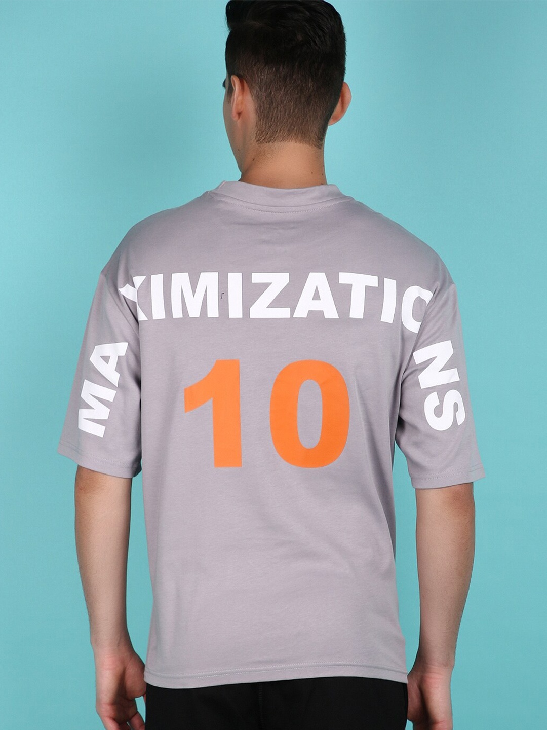 

V-Mart Typography Printed Round Neck Drop-Shoulder Sleeves Regular Fit T-shirt, Grey