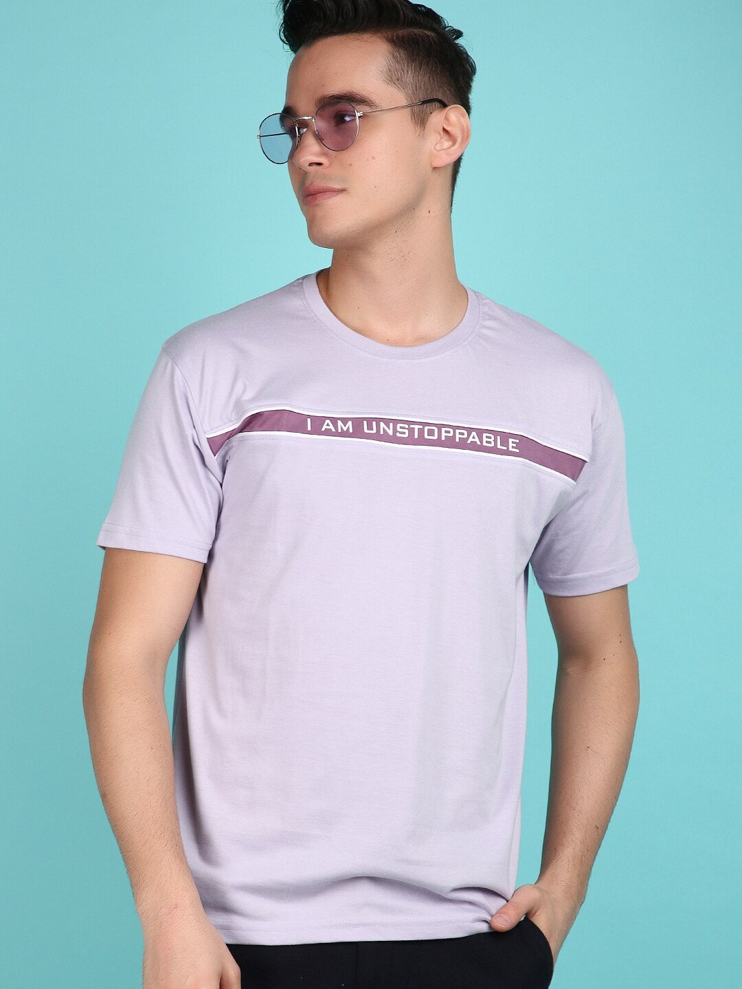 

V-Mart Typography Printed Round Neck Short Sleeves Regular Fit T-shirt, Mauve
