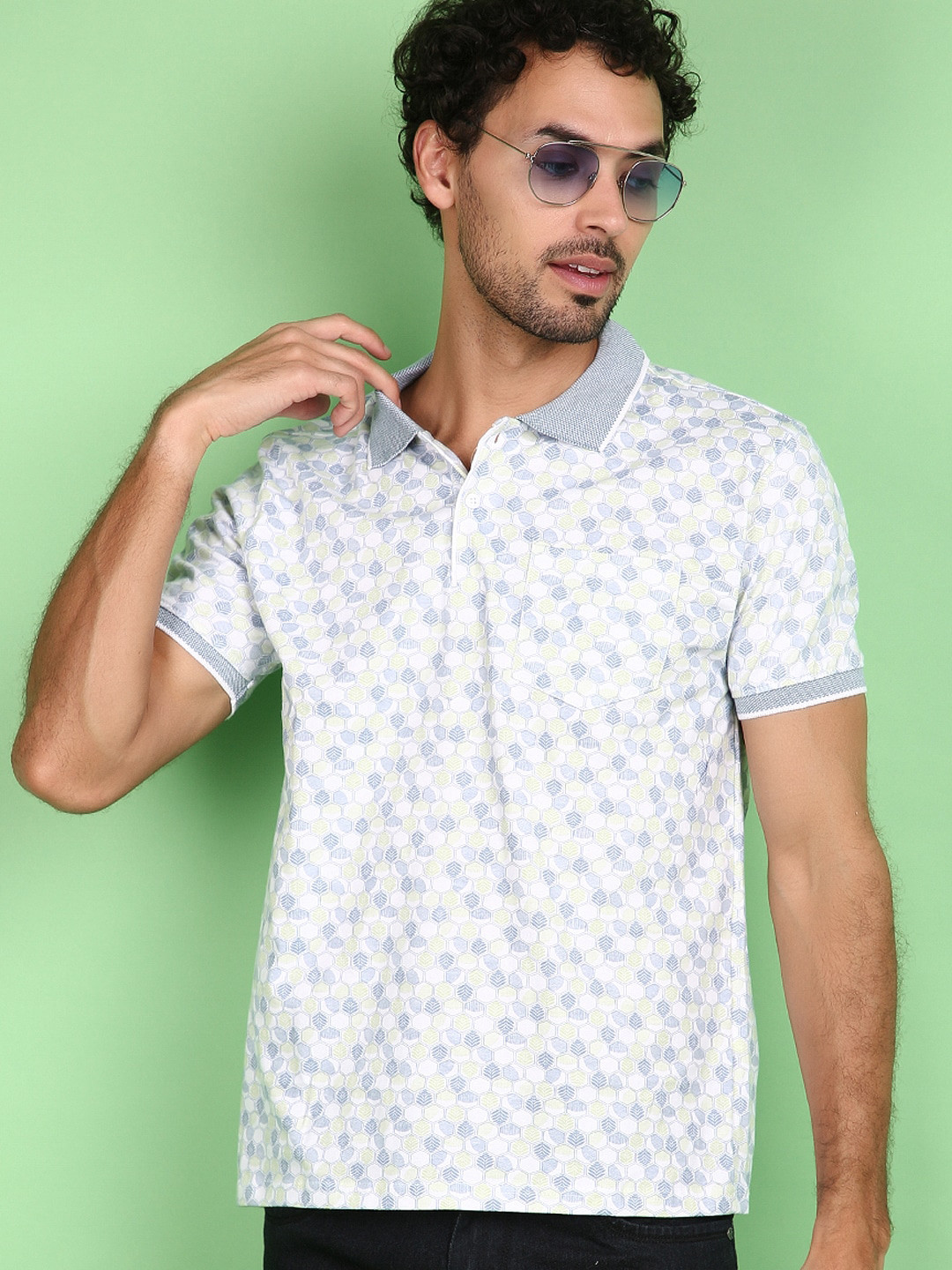 

V-Mart Printed Polo Collar Short Sleeves Regular Fit T-shirt, Blue