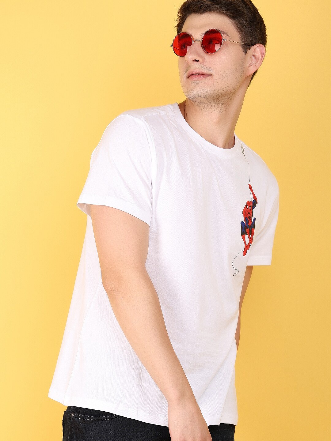 

V-Mart Spider Man Printed Round Neck Cotton Casual T-shirt, White