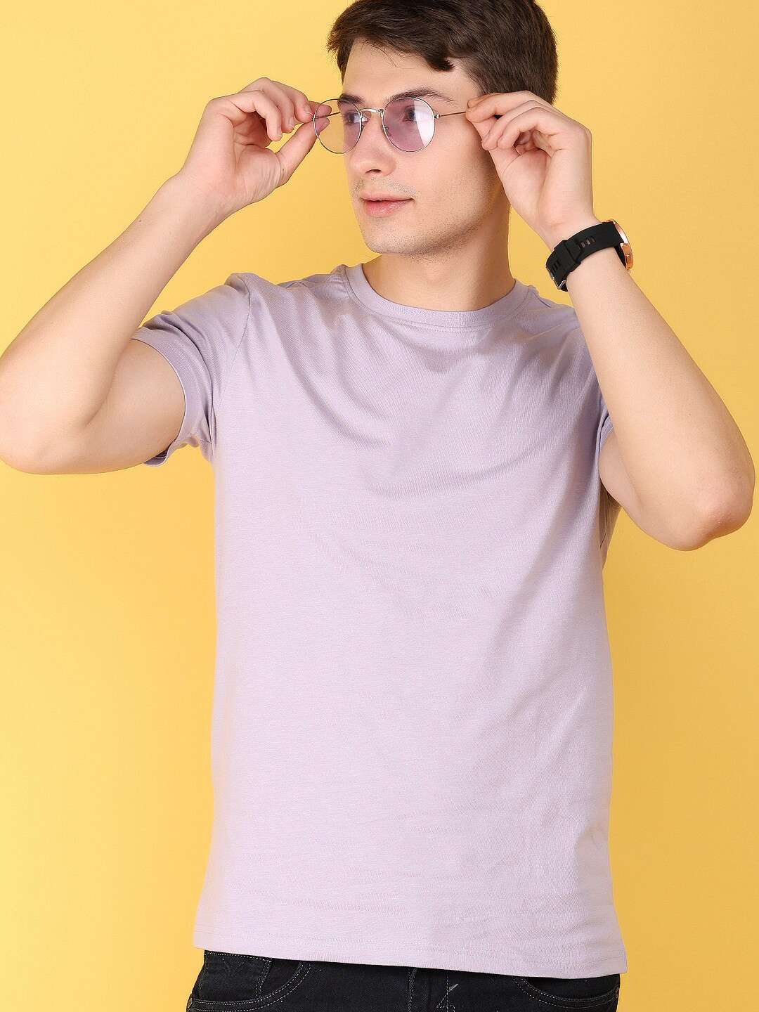 

V-Mart Round Neck Slim Fit Cotton T-shirt, Mauve