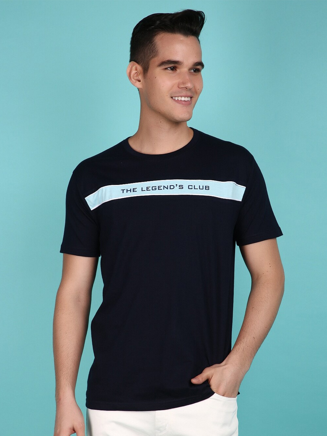 

V-Mart Typography Printed Round Neck Short Sleeves Casual T-shirt, Black