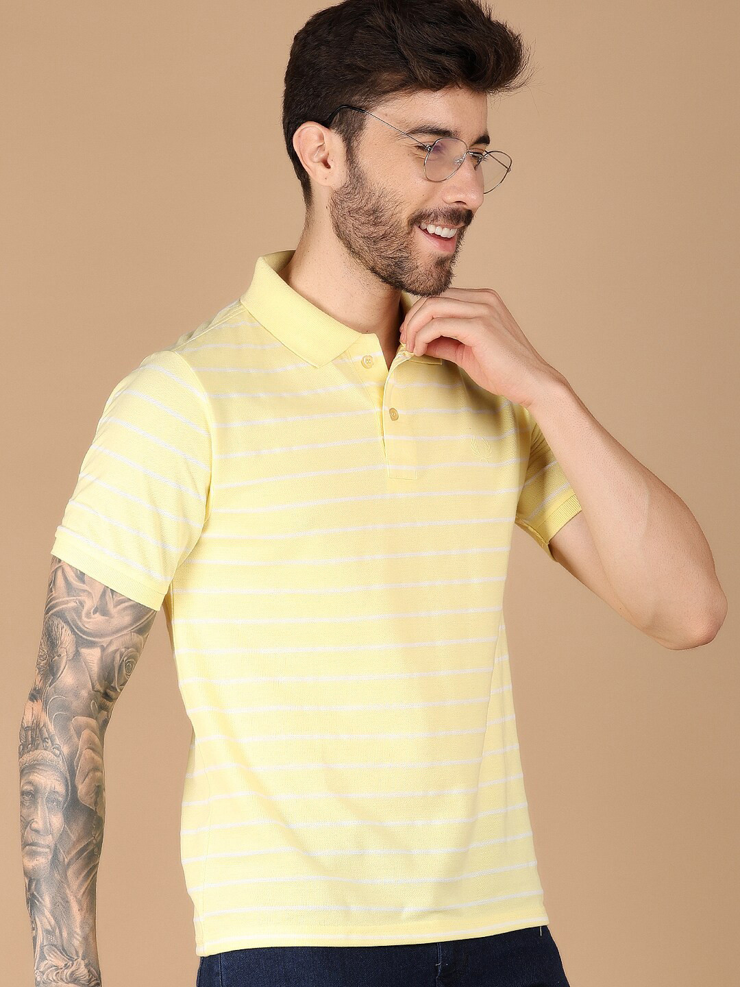 

V-Mart Polo Collar Striped Short Sleeves Slim Fit T-shirt, Yellow
