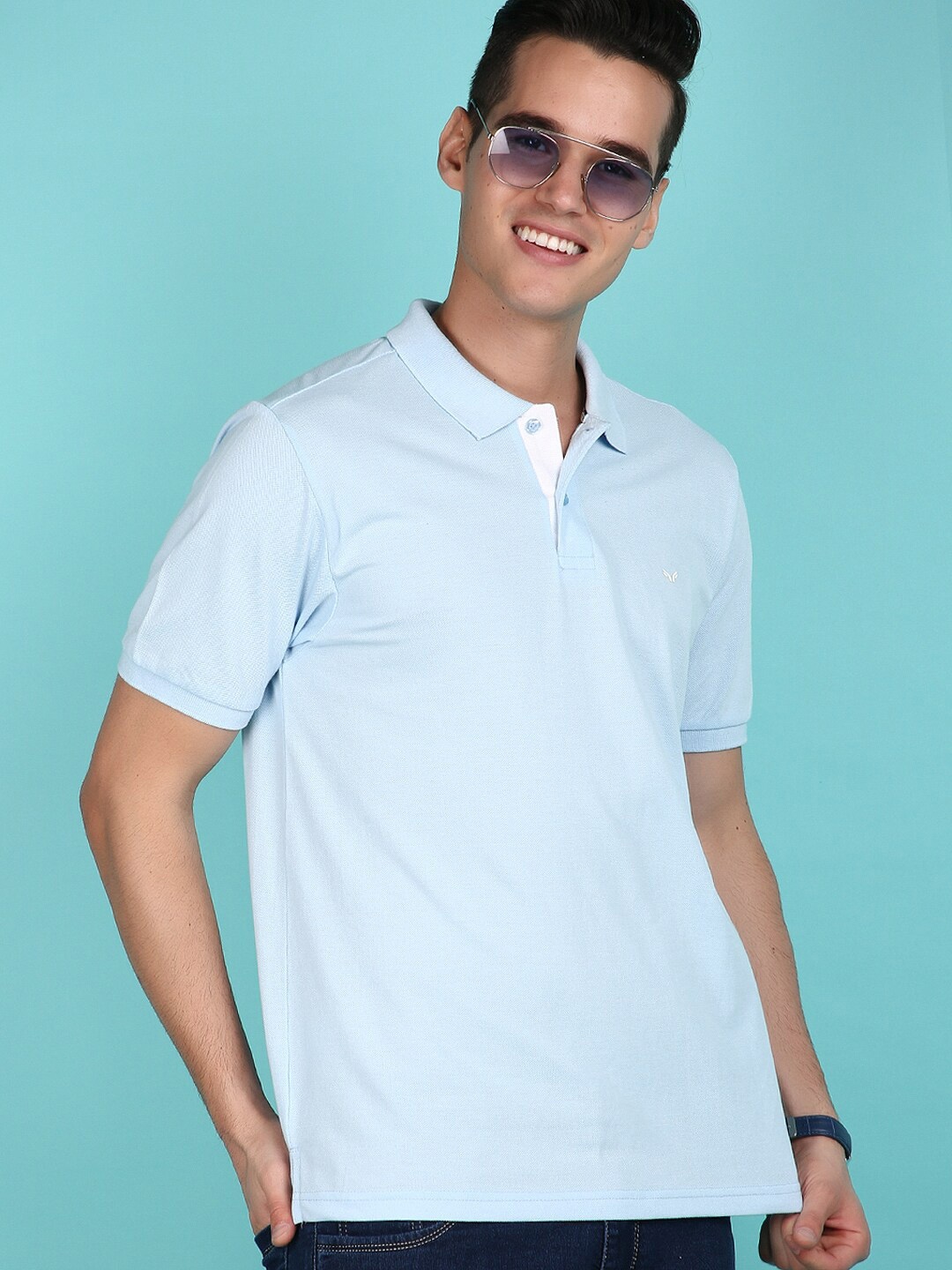 

V-Mart Polo Collar Short Sleeves Casual T-shirt, Blue