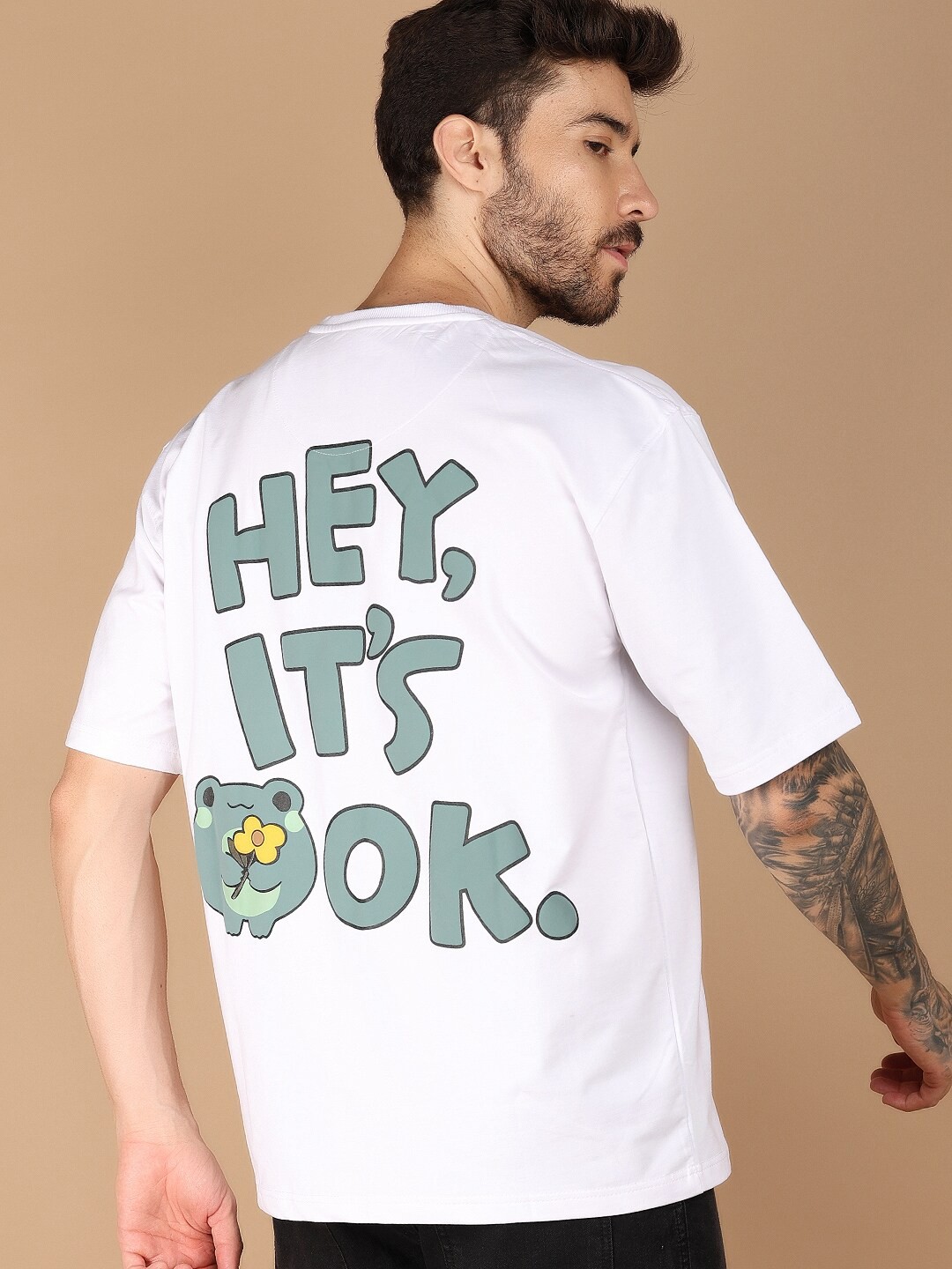 

V-Mart Round Neck Printed Cotton T-shirt, White