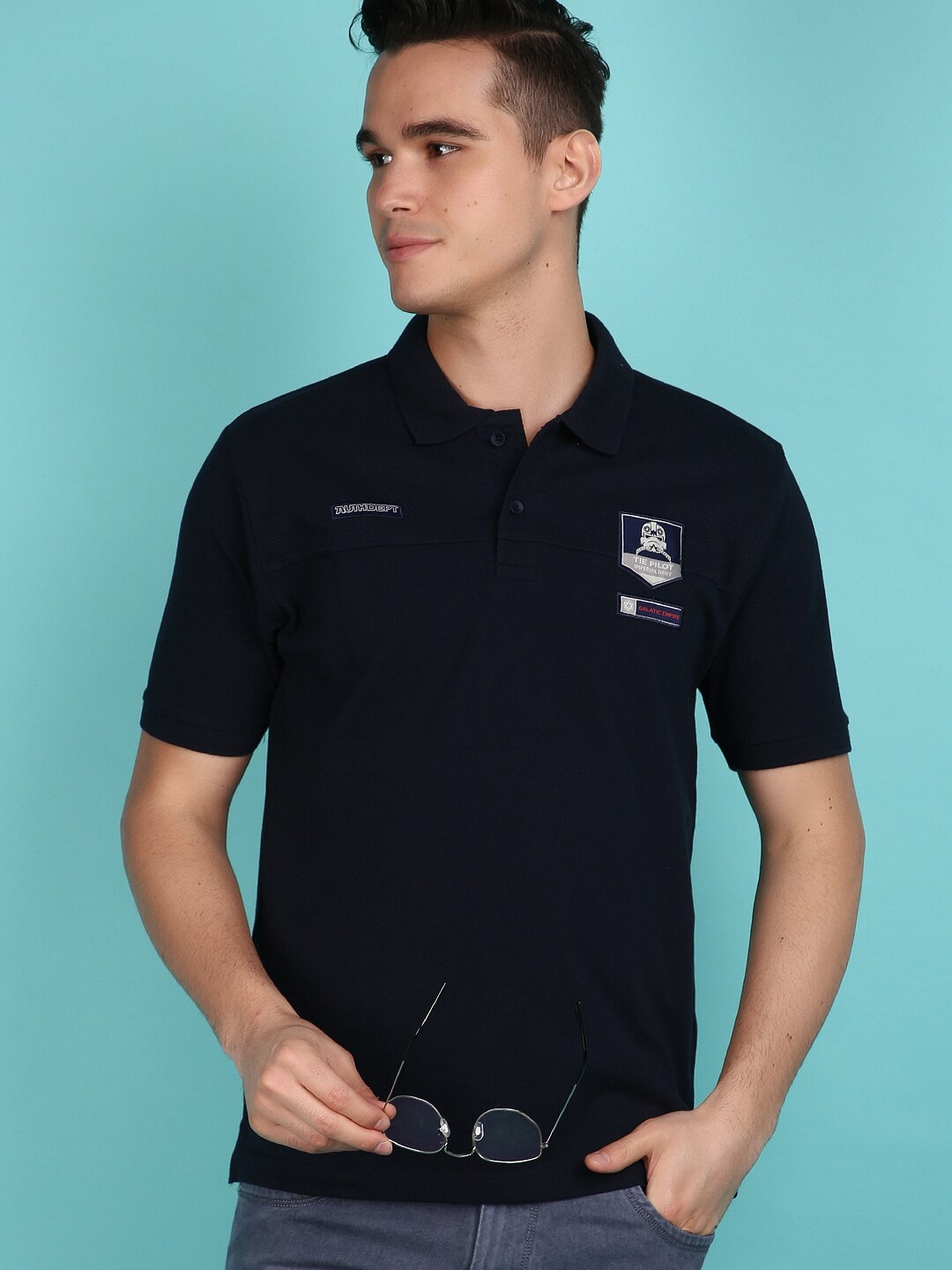 

V-Mart Typography Printed Polo Collar T-shirt, Blue