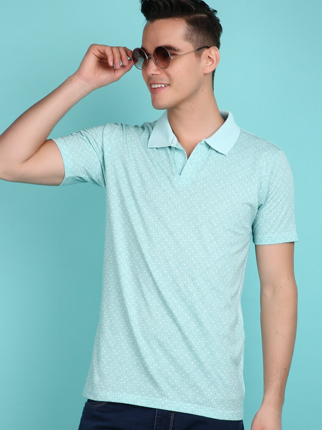 

V-Mart Polo Collar Short Sleeves Slim Fit Cotton T-shirt, Green