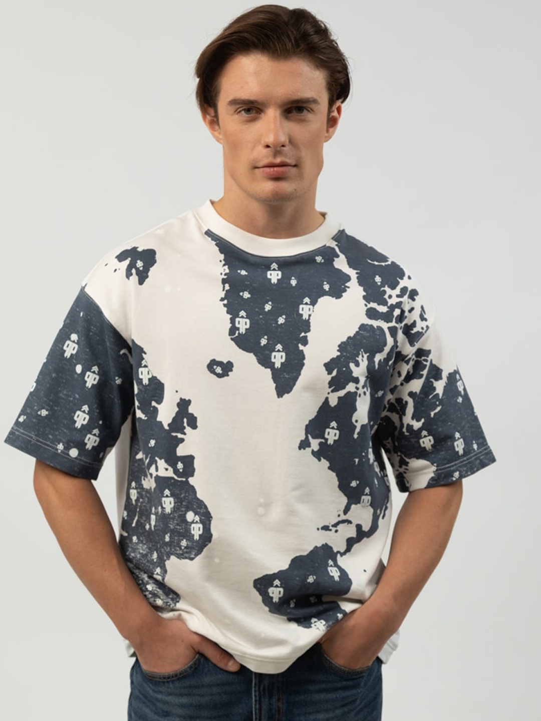 

PURPLE POTATO Printed Cotton Terry Lounge T-shirt, White