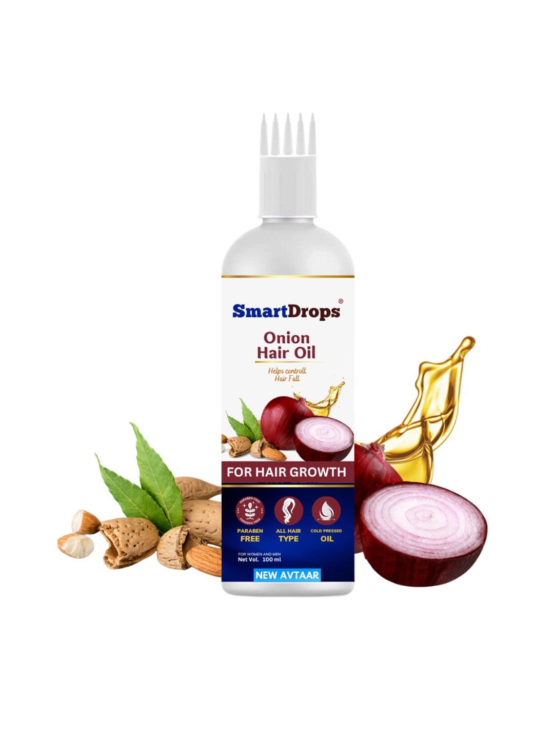 

Smartdrops Onion Hair Oil For Hair Growth & Hair Fall Control Hair Oil-100ml, Black
