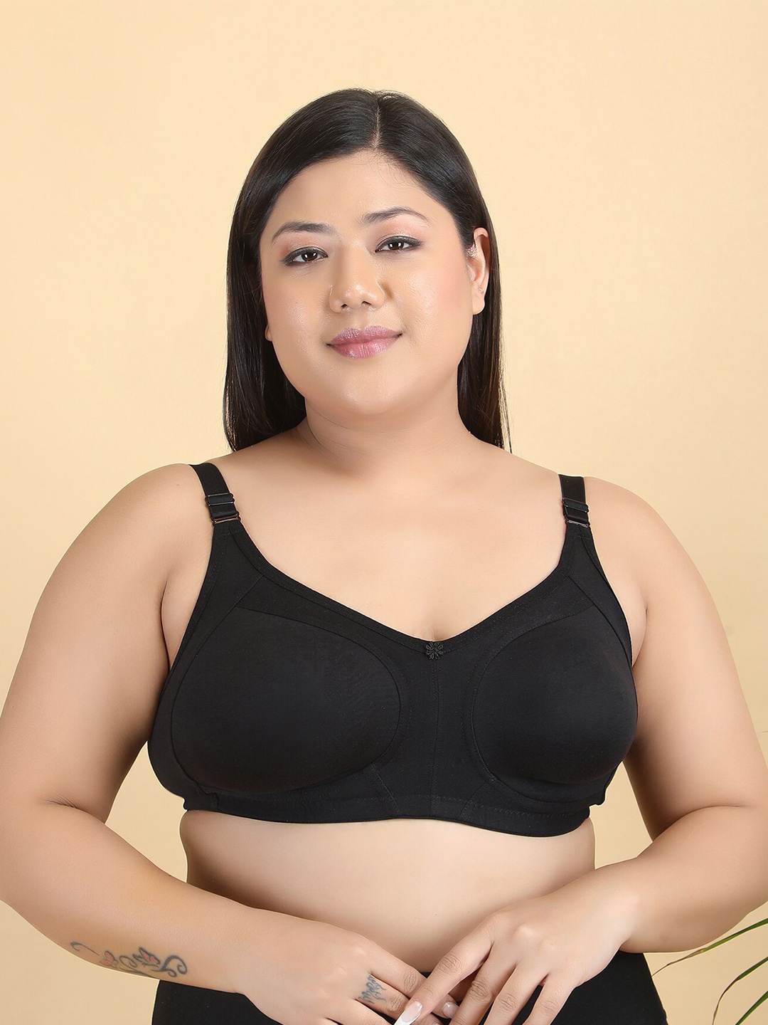 

Klassik Plus Size Full Coverage Non Padded Non-Wired Anti Odour Plus Everyday Bra, Black