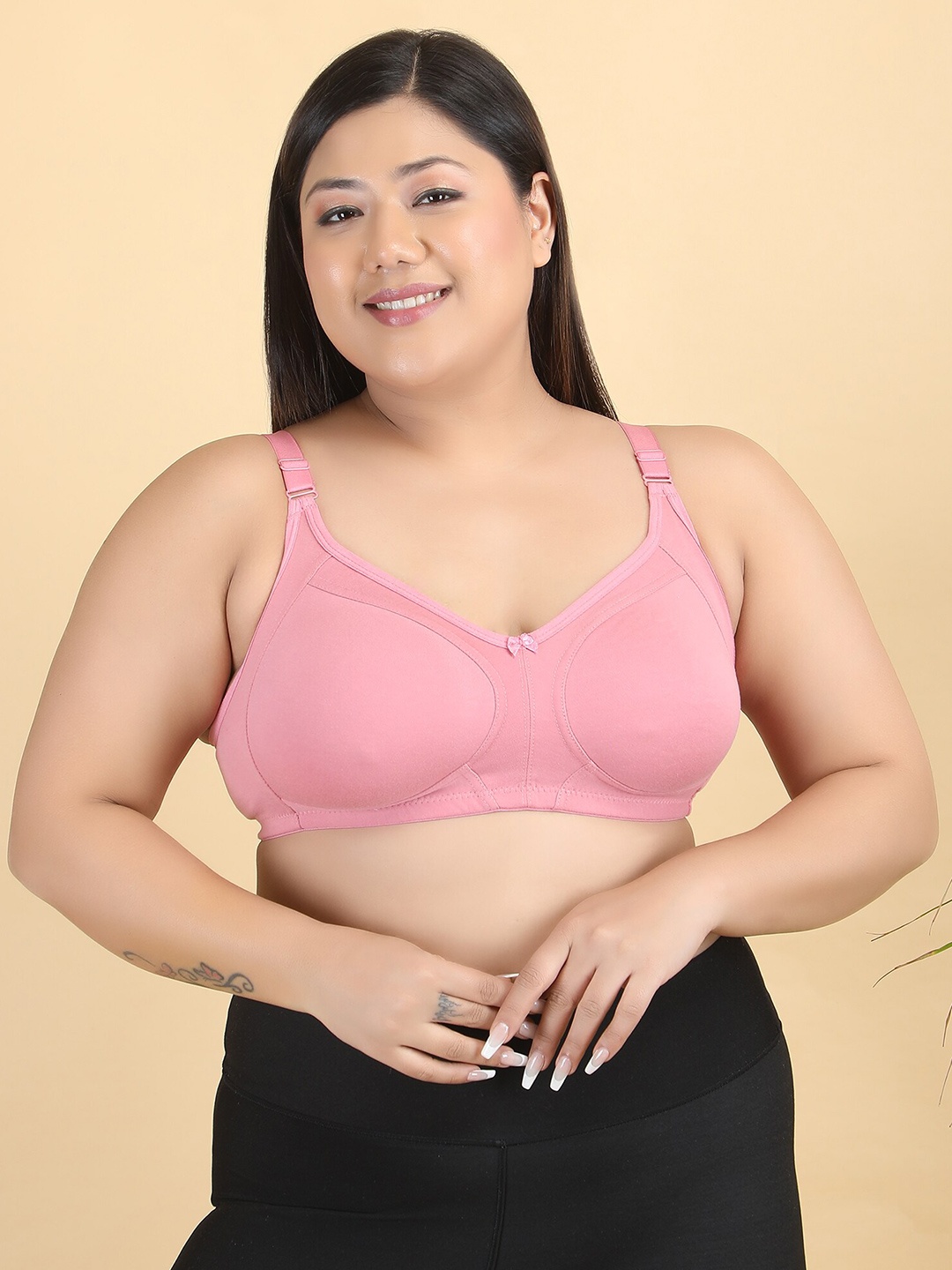

Klassik Plus Size Full Coverage Non Padded Anti Odour Everyday Bra- All Day Comfort, Pink