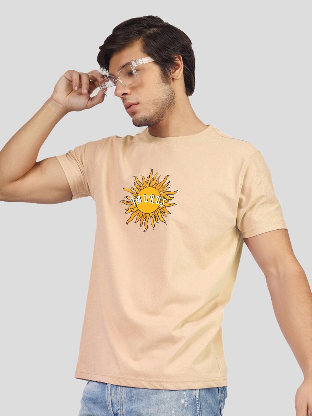 

Greylongg Yorksteadd 2076 Typography Printed T-shirt, Beige
