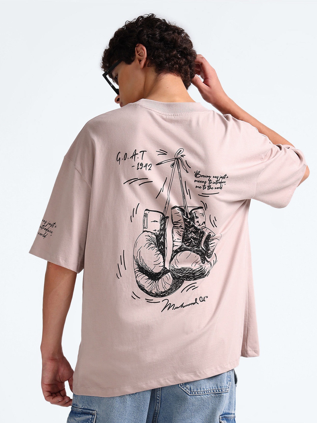 

Flying Machine Graphic Printed Round Neck Cotton T-shirt, Pink