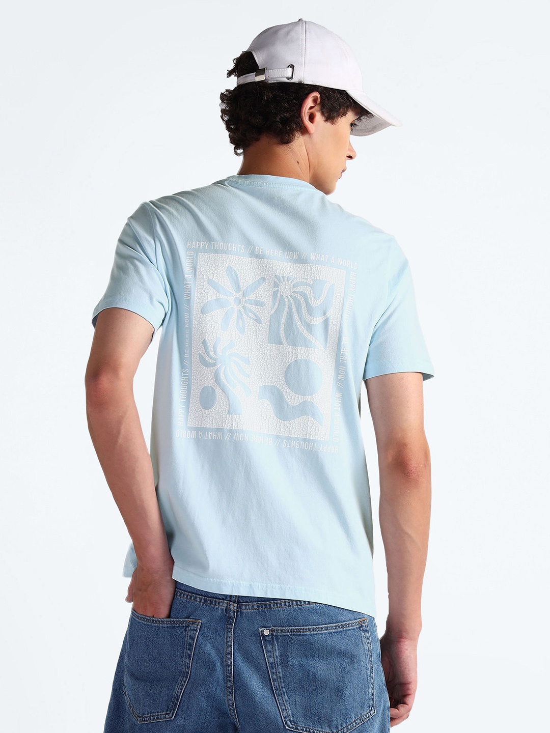 

Flying Machine Graphic Printed Round Neck Cotton T-shirt, Blue