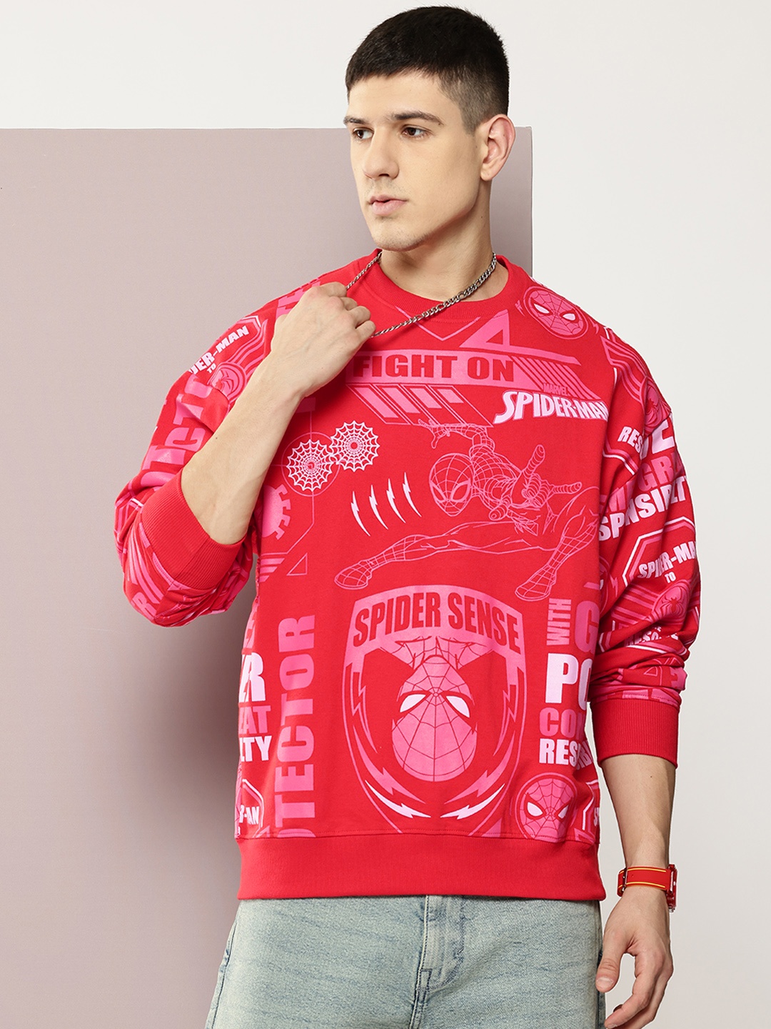 

Kook N Keech Marvel Printed Pullover Sweatshirt, Red