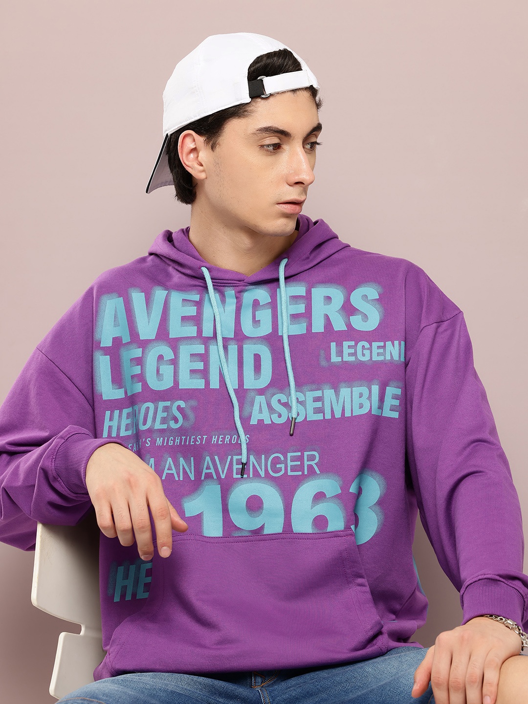 

Kook N Keech Marvel Typography Hooded Sweatshirt, Purple