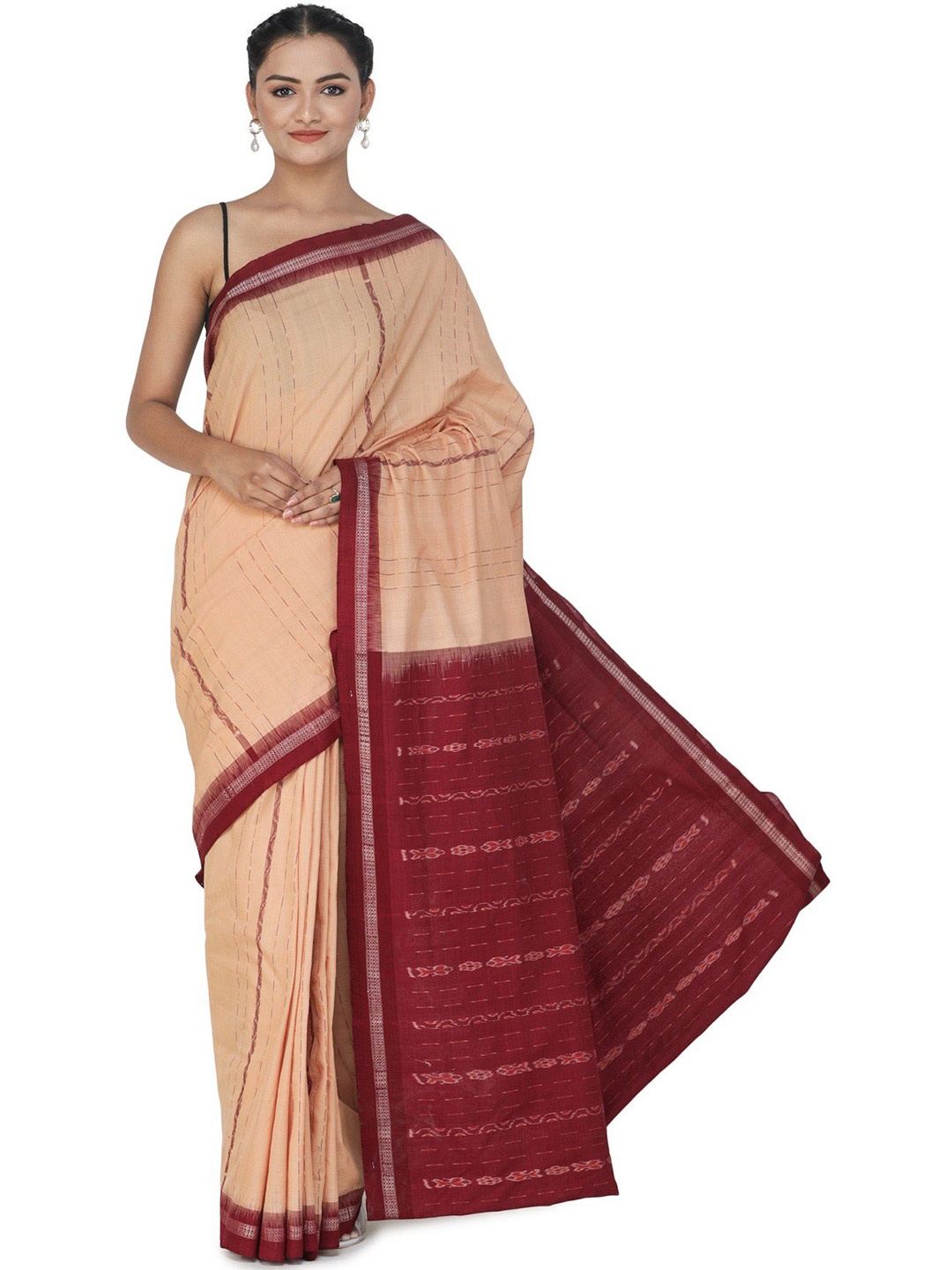 

Exotic India Pure Cotton Sambalpuri Saree, Brown