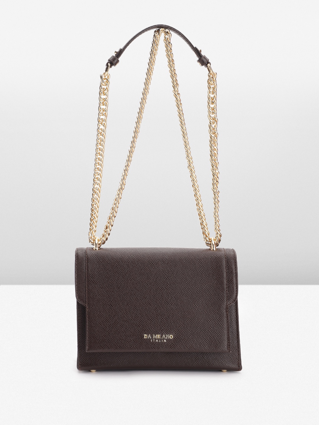 

Da Milano Textured Leather Structured Shoulder Bag, Brown
