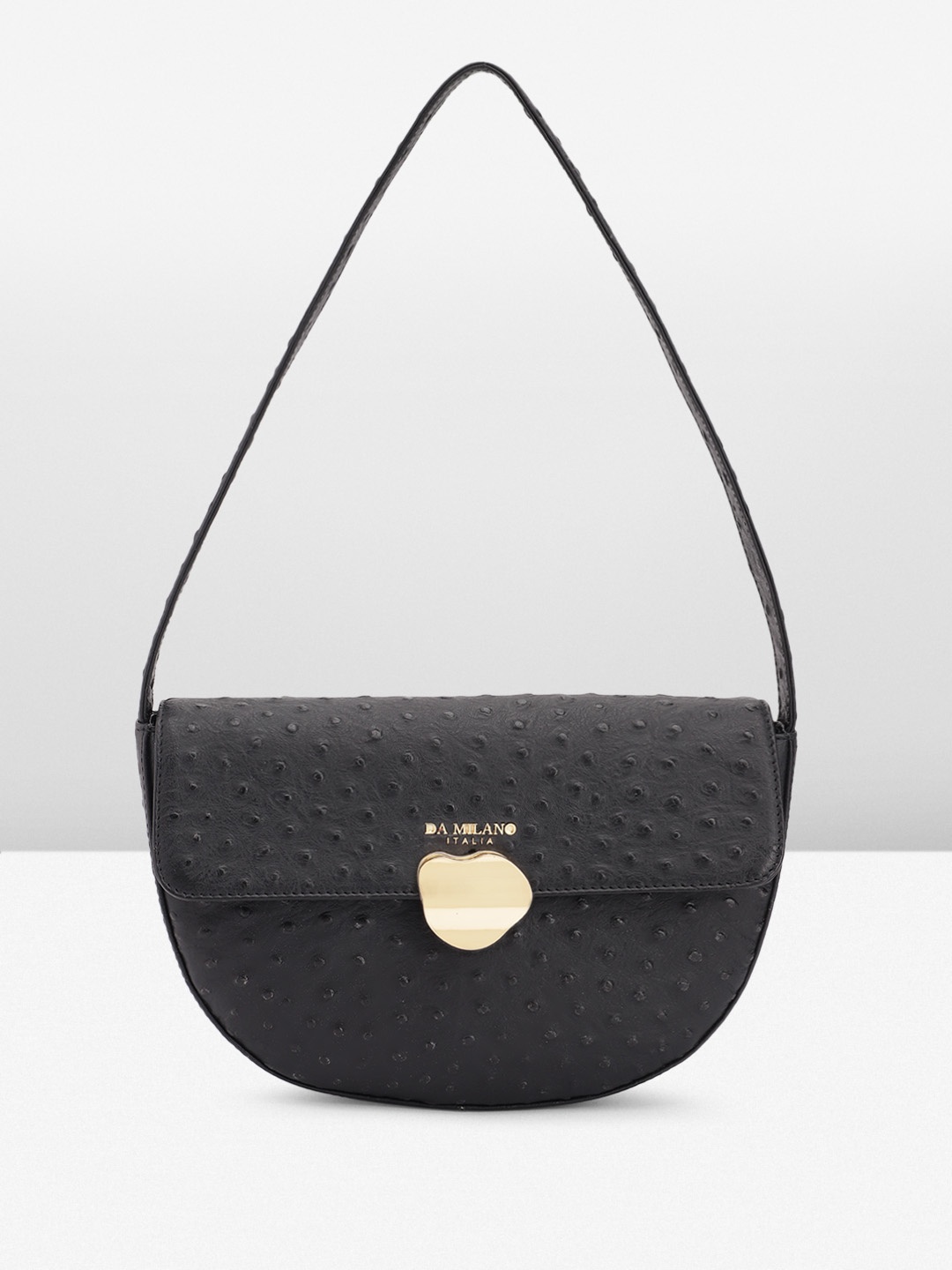 

Da Milano Textured Leather Structured Shoulder Bag, Black