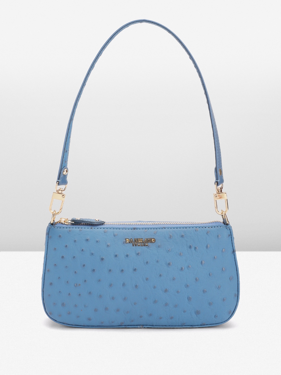 

Da Milano Animal Textured Leather Baguette Bag, Blue