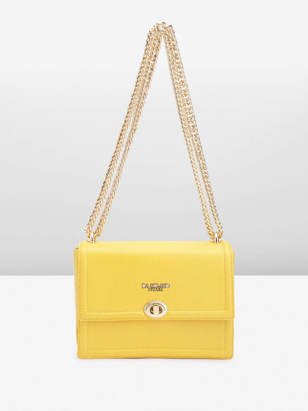 

Da Milano Textured Leather Structured Sling Bag, Yellow