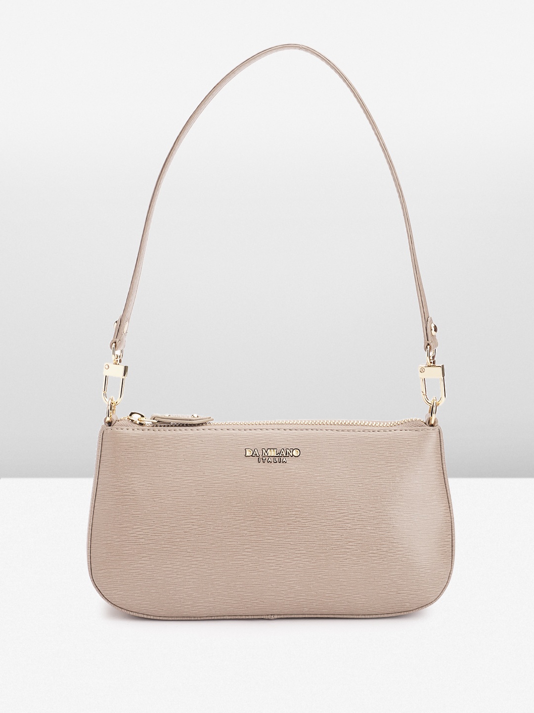 

Da Milano Leather Baguette Bag, Beige