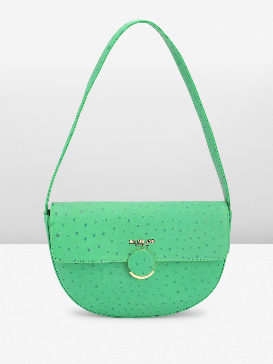 

Da Milano Textured Leather Structured Shoulder Bag, Green