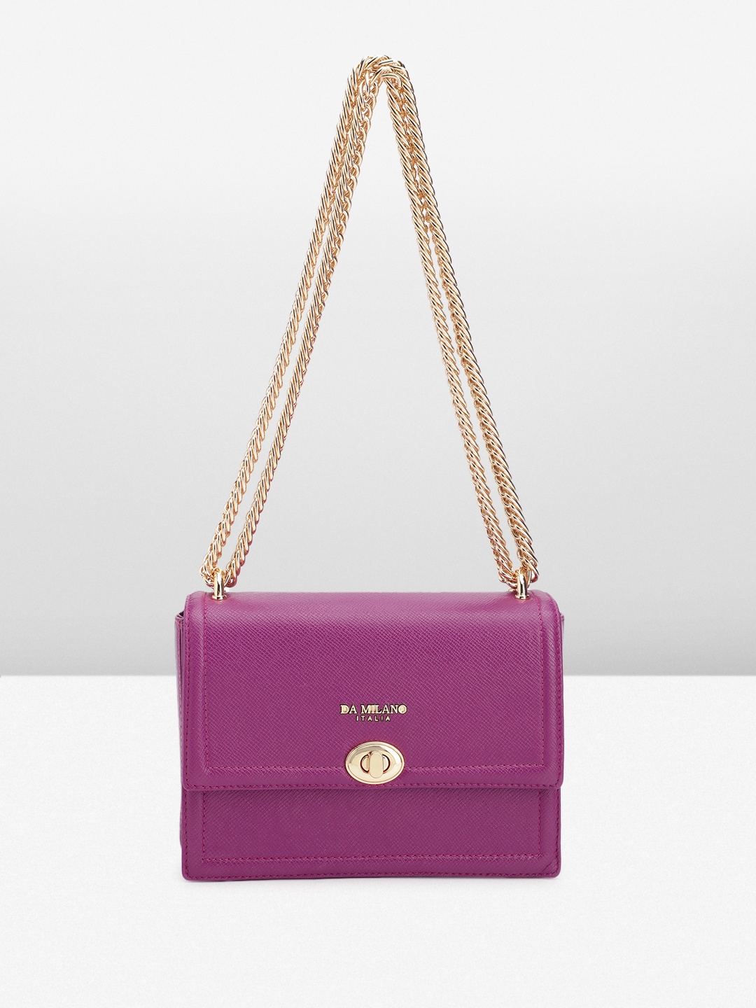 

Da Milano Textured Leather Structured Sling Bag, Burgundy