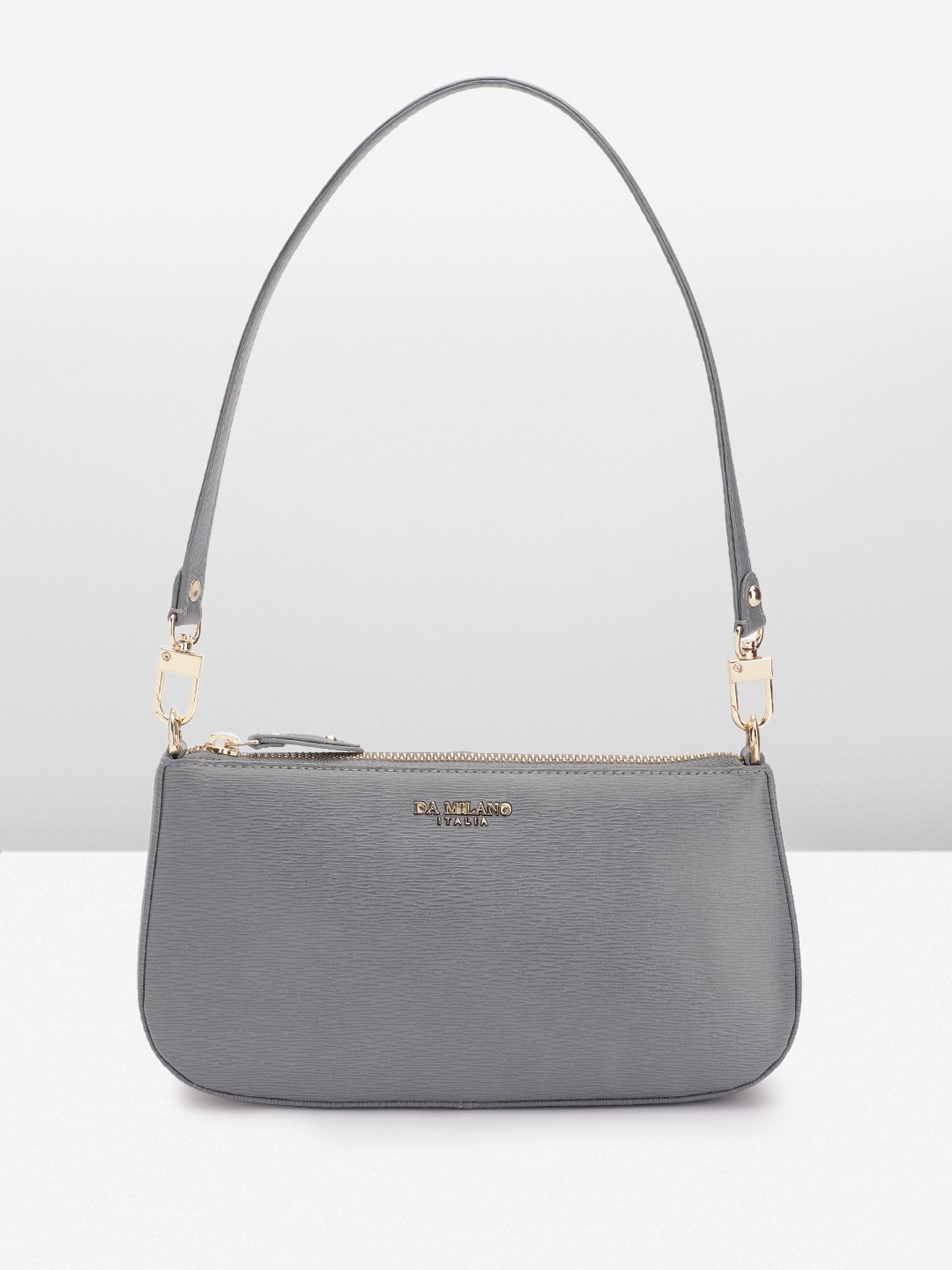 

Da Milano Textured Leather Structured Shoulder Bag, Grey