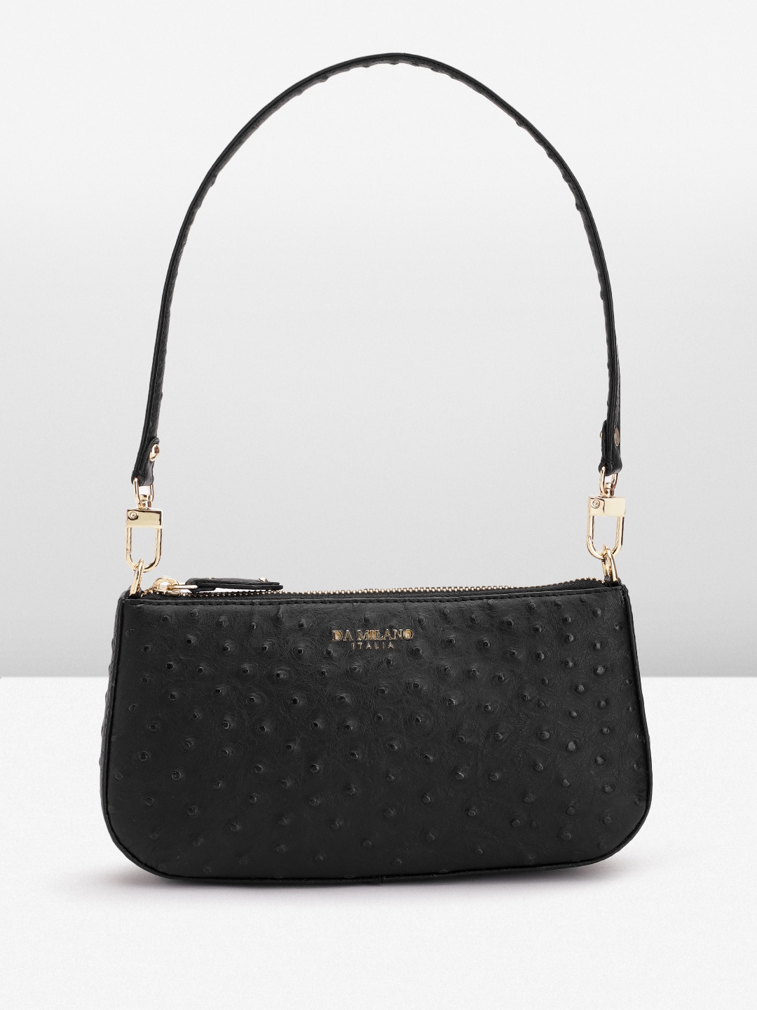 

Da Milano Textured Leather Shoulder Bag, Black