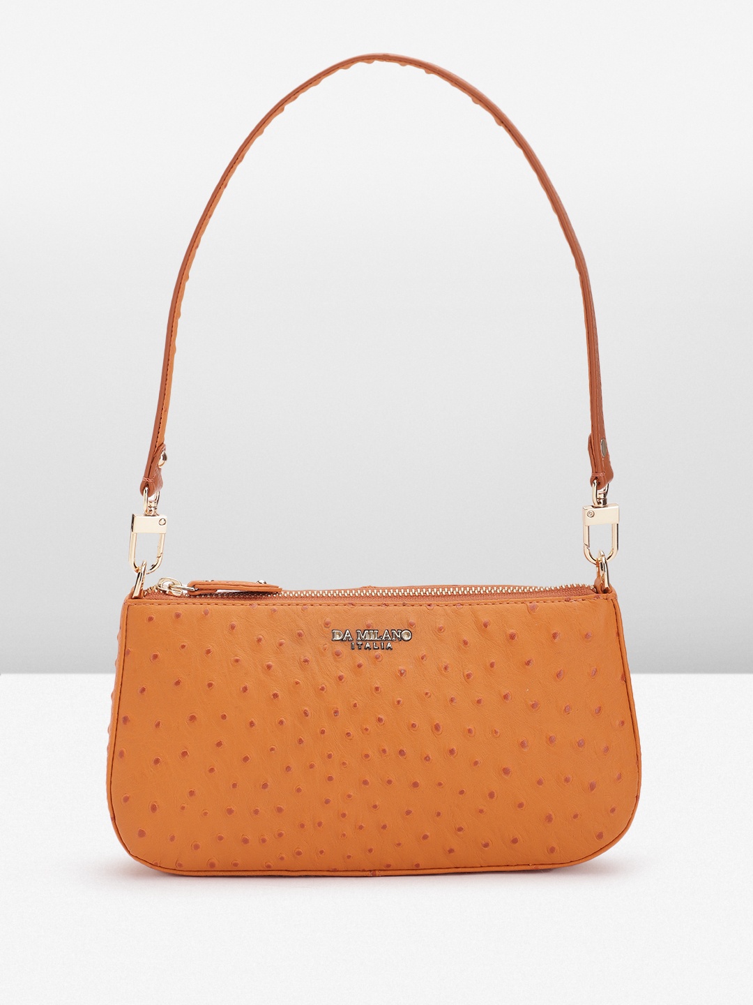

Da Milano Textured Leather Shoulder Bag, Orange