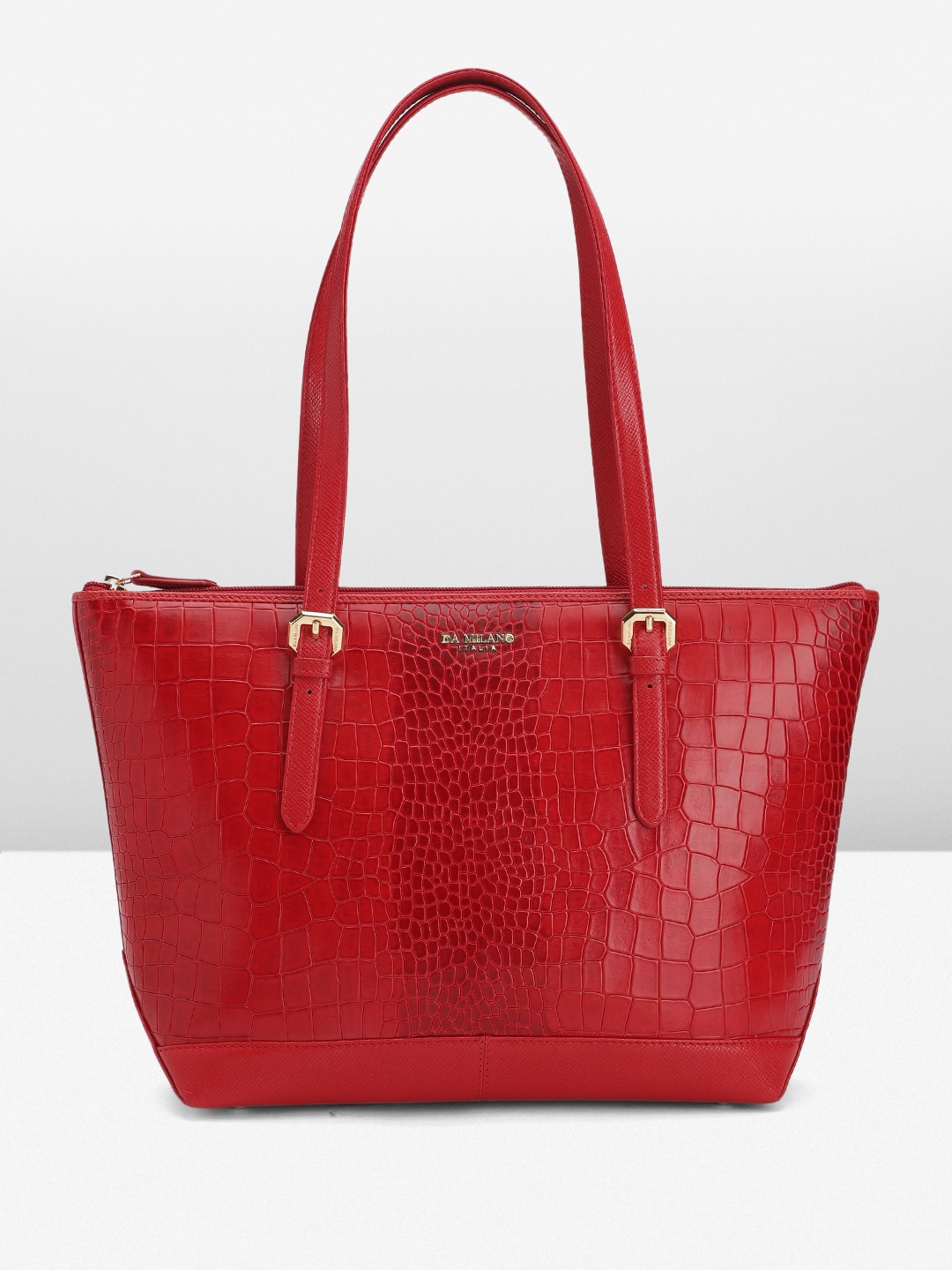 

Da Milano Leather Textured Shoulder Bag, Red
