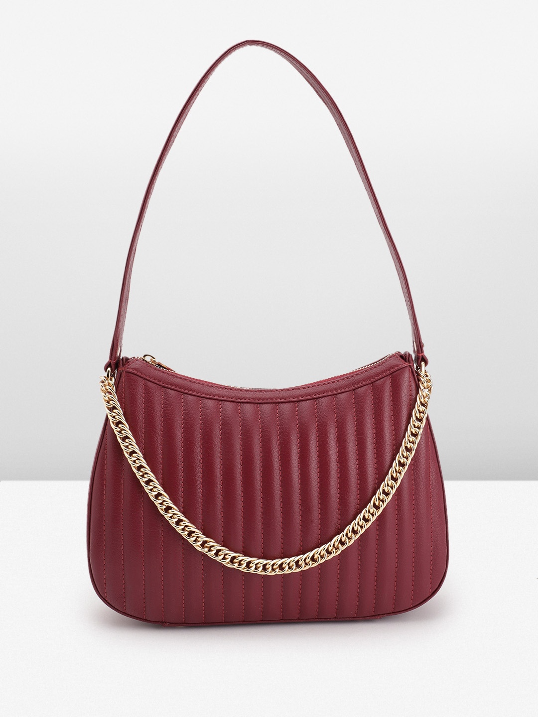 

Da Milano Leather Structured Shoulder Bag, Burgundy