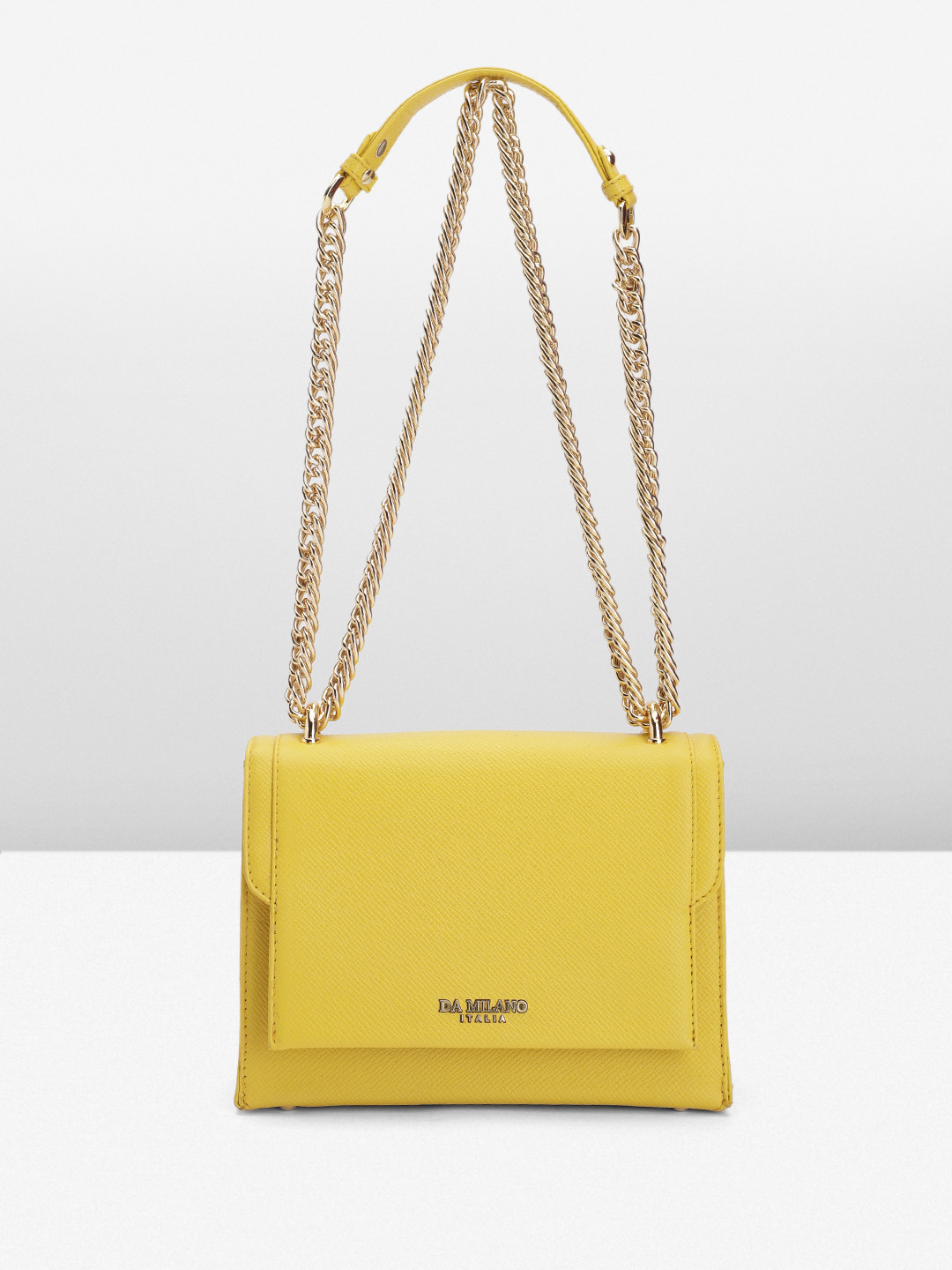 

Da Milano Textured Leather Structured Shoulder Bag, Yellow
