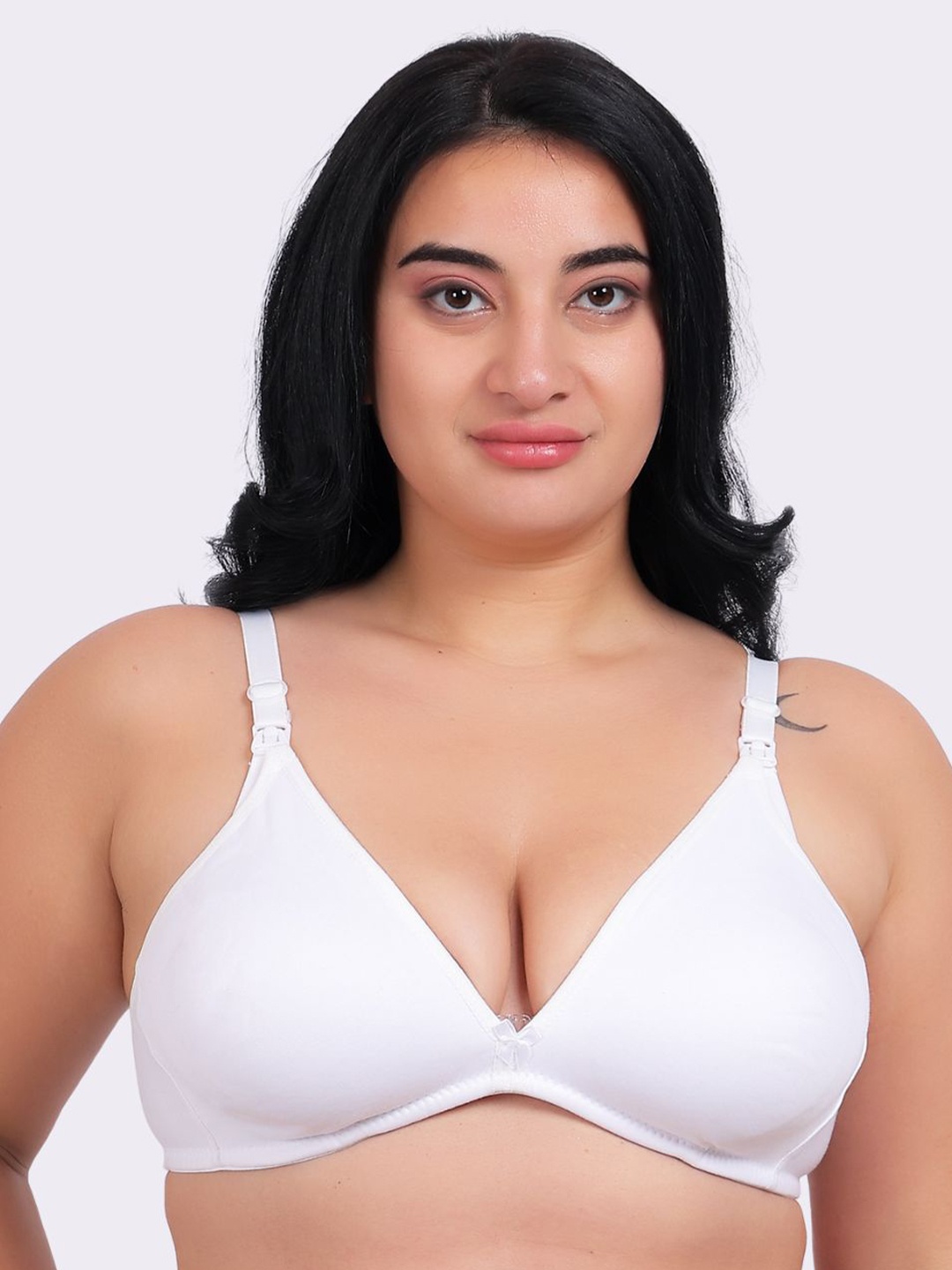 

Fabme Medium Coverage Non Padded Cotton Maternity Bra- All Day Comfort, White