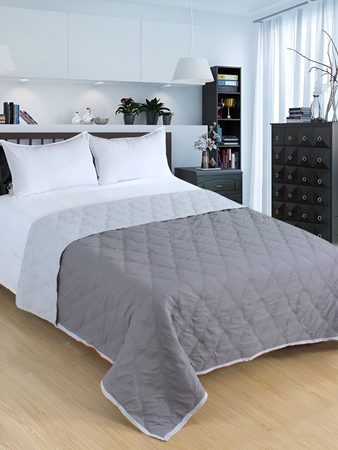 

Nendle Grey Microfiber AC Room 210 GSM Light Weight Reversible Double Bed Comforter