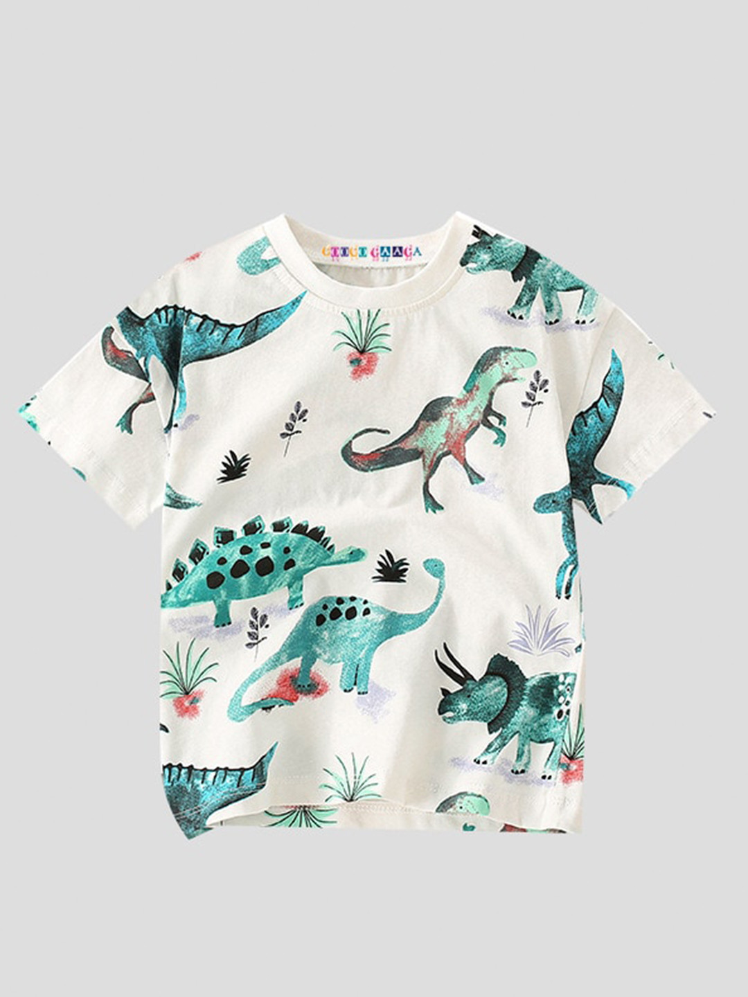 

Googo Gaaga Boys Conversational Printed Round Neck Cotton T-shirt, White