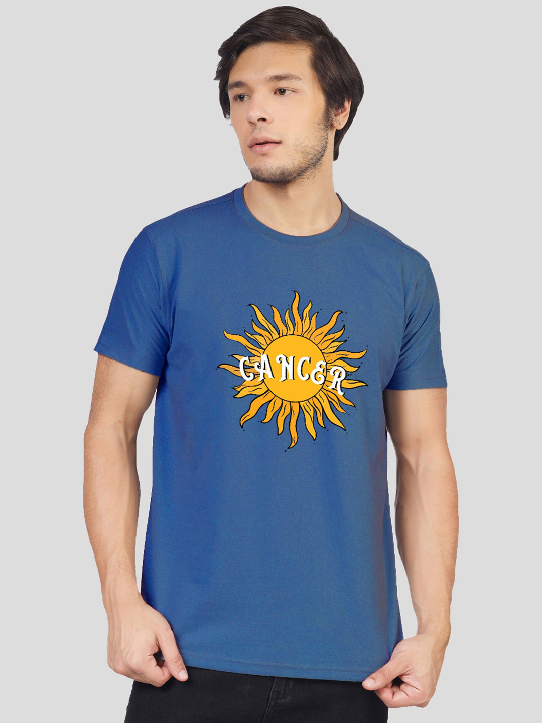 

Greylongg Round Neck Graphic Printed T-shirt, Blue