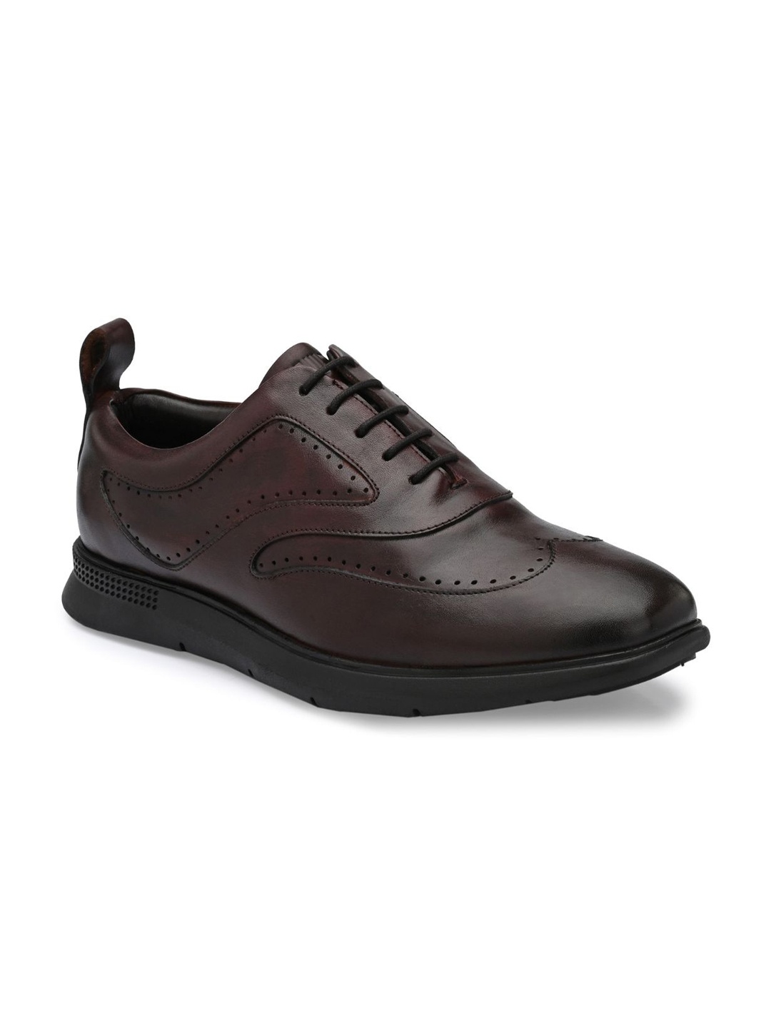 

LEGWORK Men Leather Formal Brogues, Brown