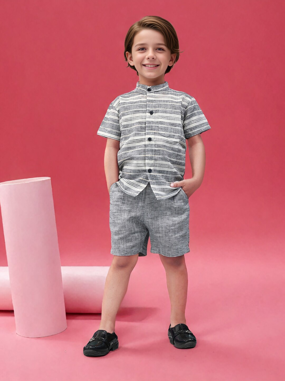 

Toonyport Boys Printed Shirt with Short, Grey