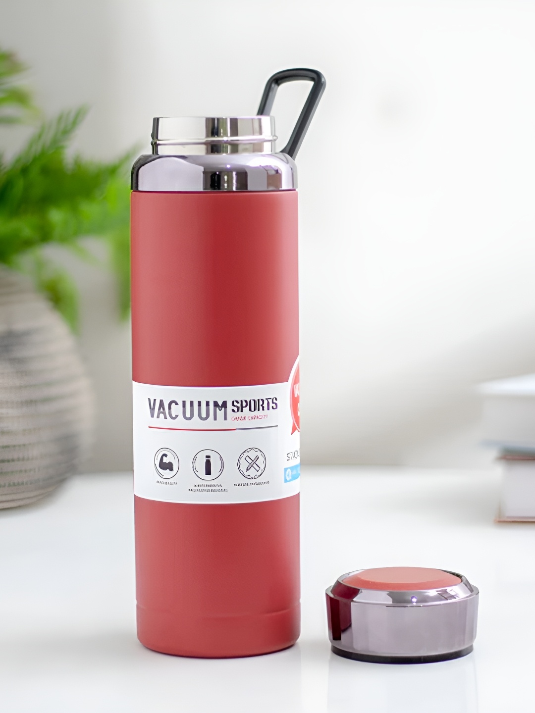 

THEDECORKART Red Single Stainless Steel Single Wall Vacuum Flask 1L