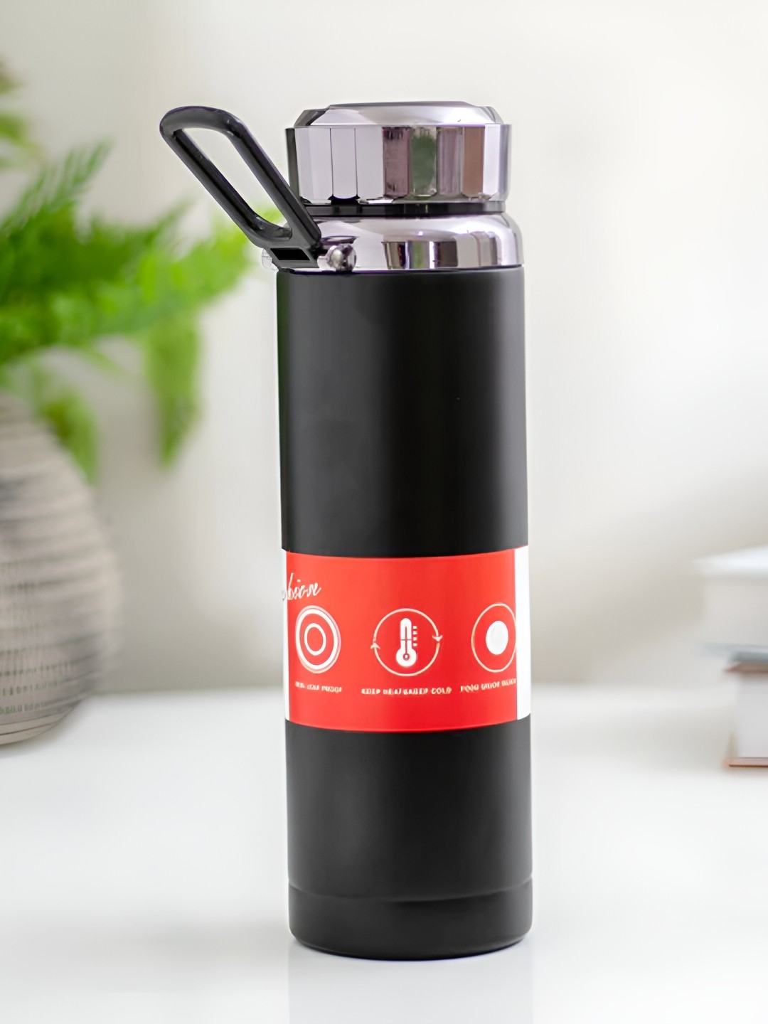 

THEDECORKART Black & Red Stainless Steel Vacuum Flask 1000 Ml