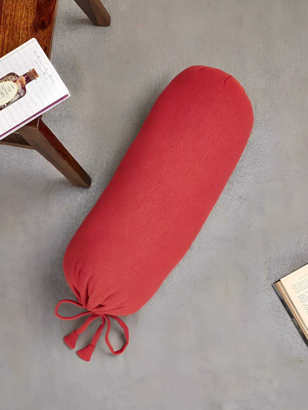 

Fabindia Red Cotton Woven Bolster Cover