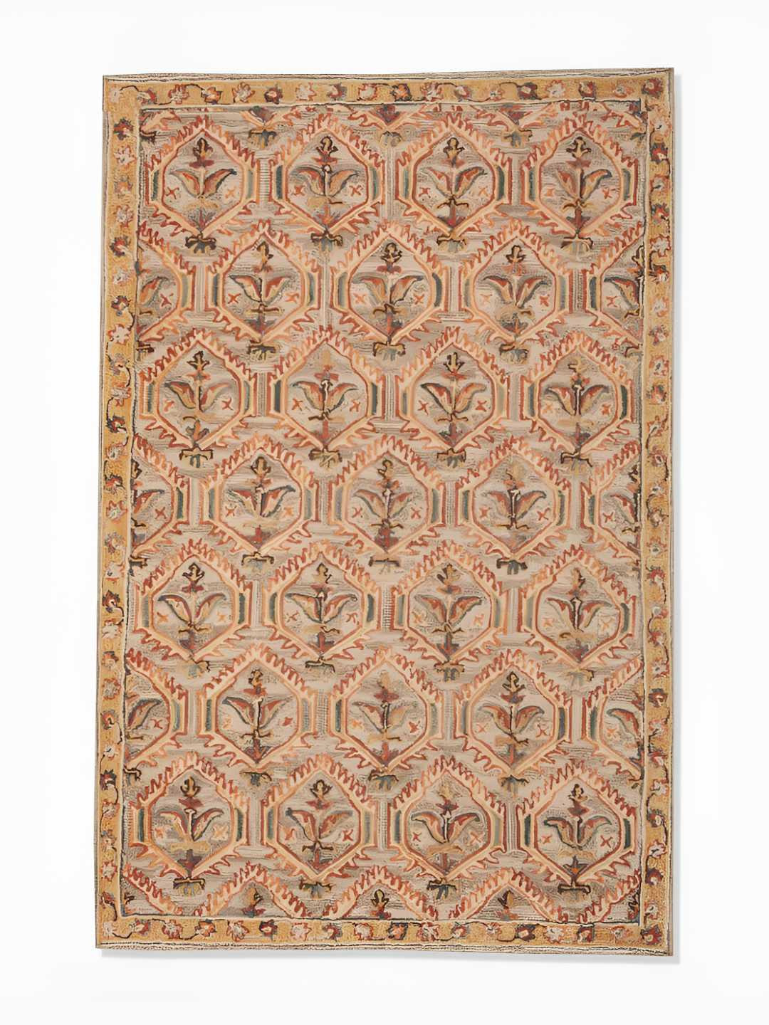 

Fabindia Beige & Red Printed Cotton Dhurrie