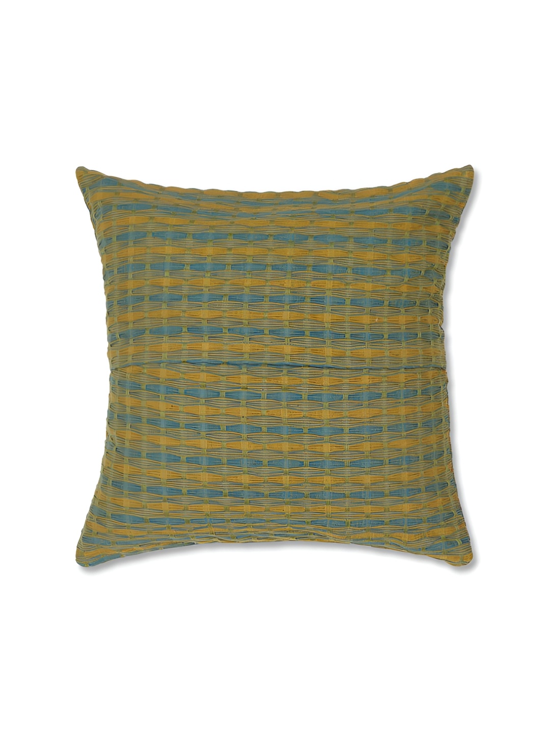 

Fabindia Green & Yellow Self Design Cotton Square Cushion Cover