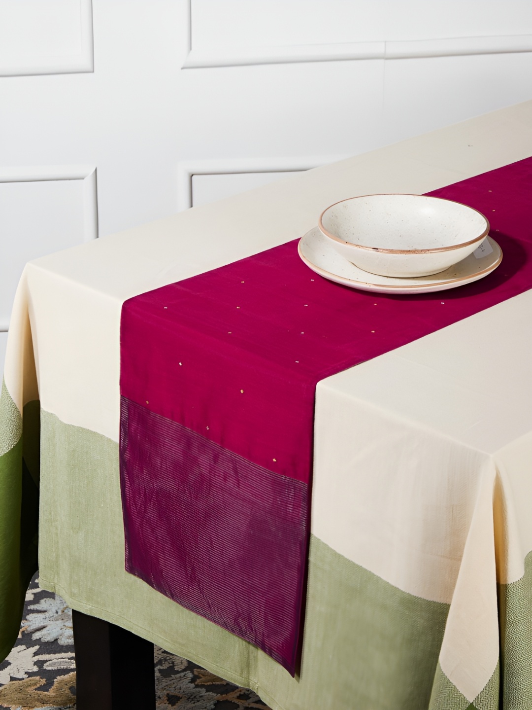 

Fabindia Magenta Abstract Cotton Silk Table Runner