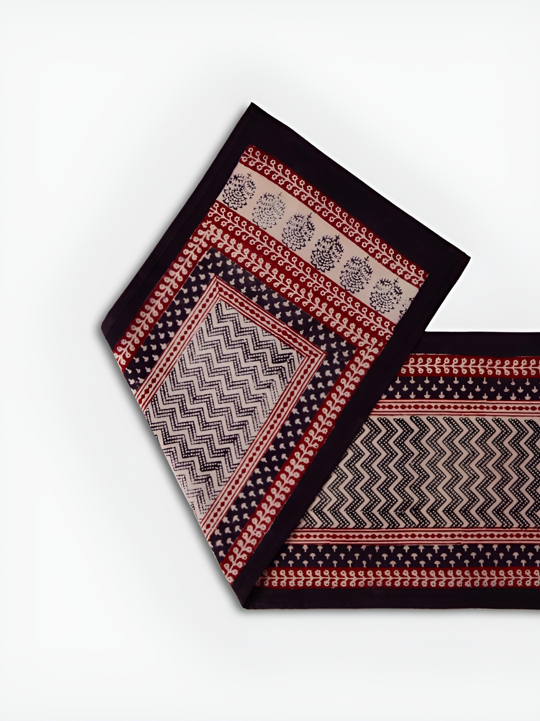 

Fabindia Red & Black Geometric Printed Pure Cotton Table Runner