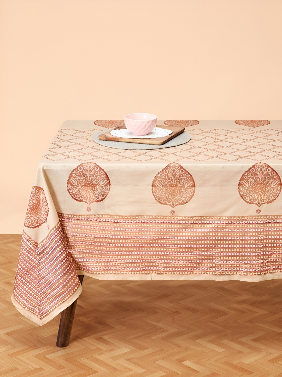 

Fabindia Orange Ethnic Motifs Cotton 6-Seater Table Cover